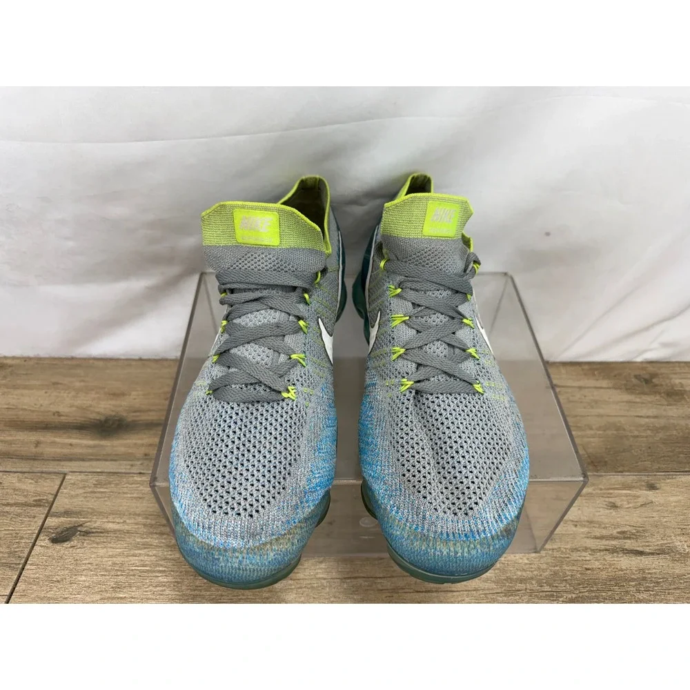 Nike Air VaporMax Flyknit‎ Cool Grey Blue Lagoon Volt 849558-022 Mens 11